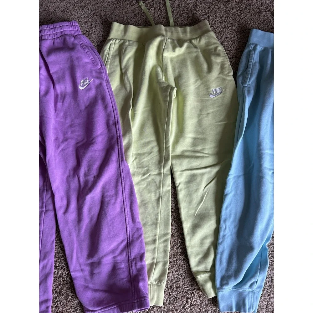 Lot‎ Of 3 Nike Youth Large Sweat Pants Purple Blue Yellow